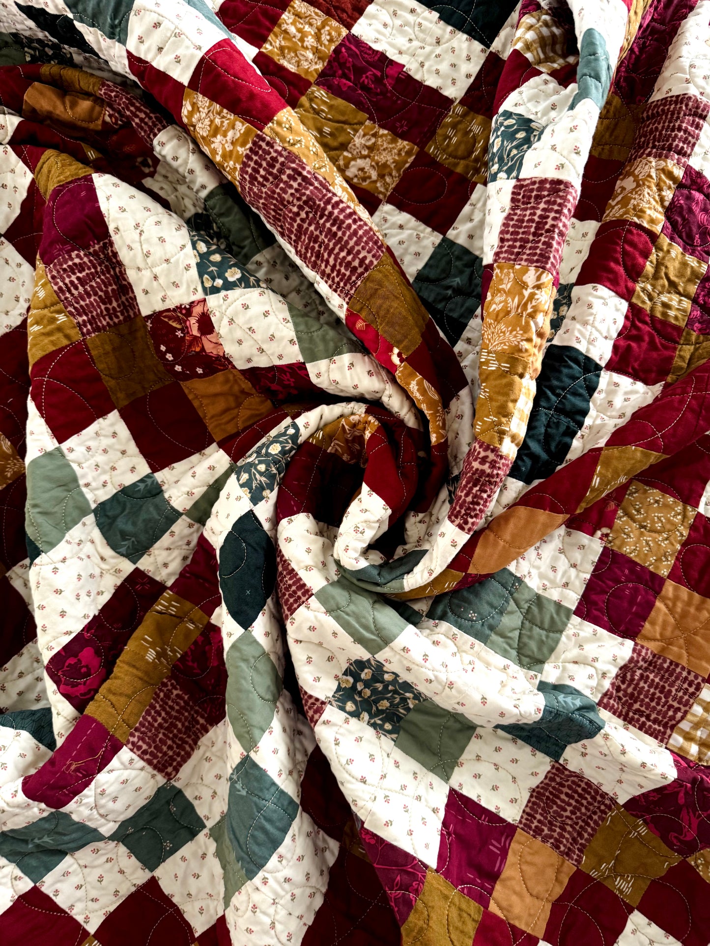 Scrappy Trip Around the World - Finished Quilt - Handmade