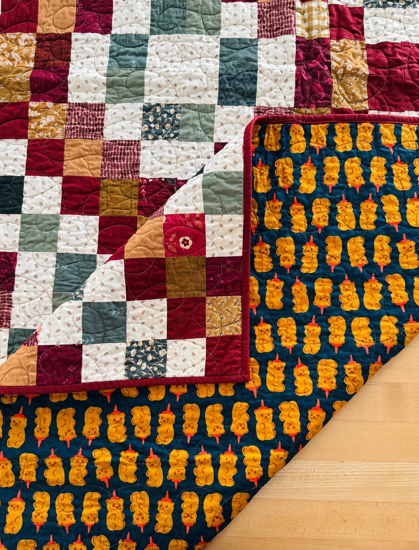 Scrappy Trip Around the World - Finished Quilt - Handmade