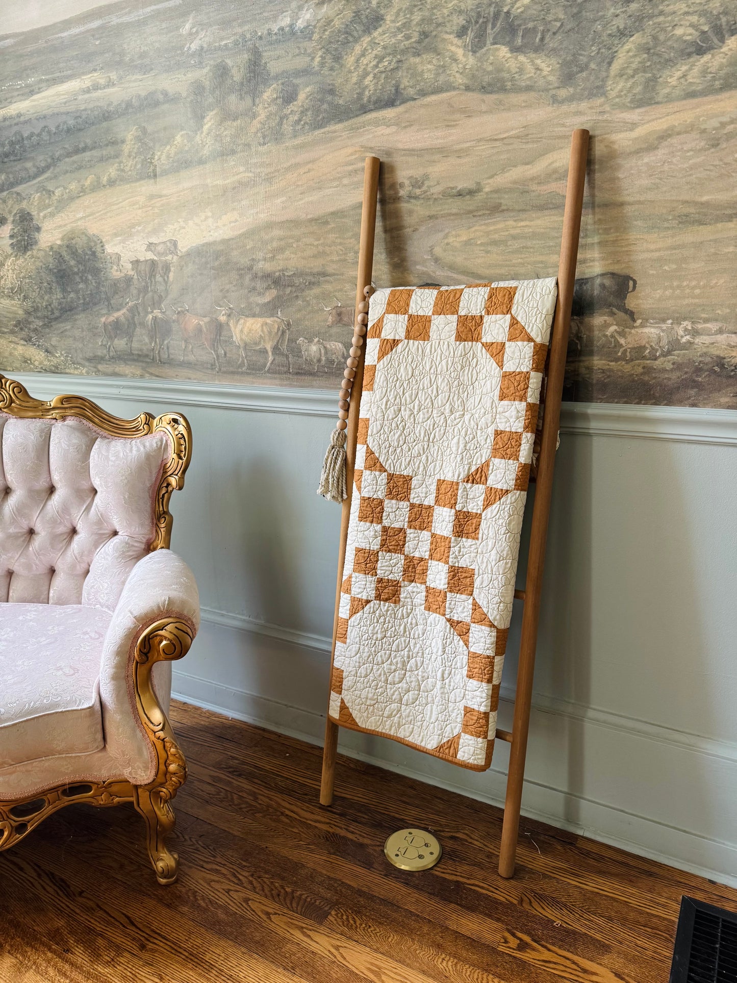 Tan & Cream Double Bubble - Finished Quilt - Handmade