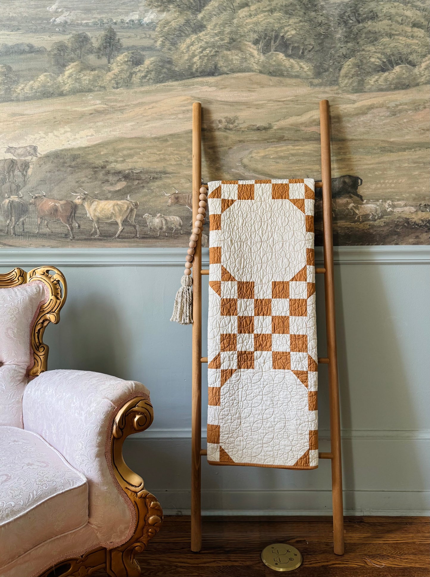 Tan & Cream Double Bubble - Finished Quilt - Handmade